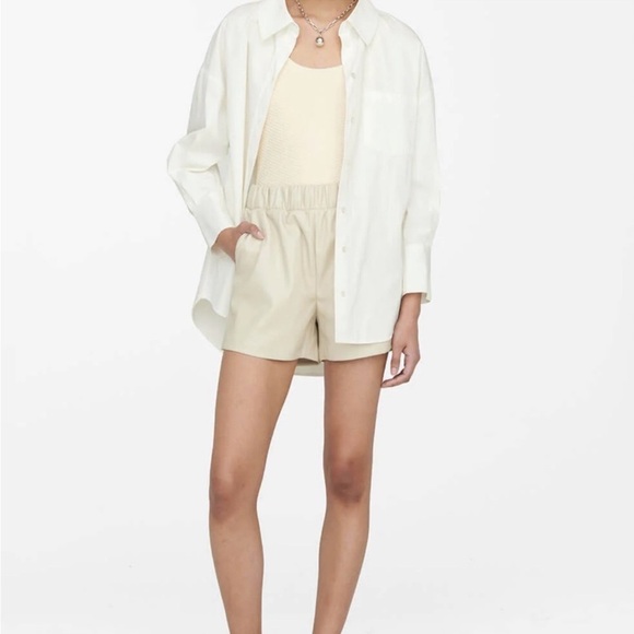 ANINE BING sofia faux leather short in stone - Picture 1 of 8